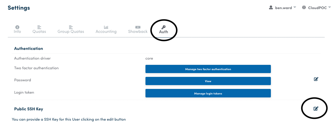 Settings Auth Pub SSH Key