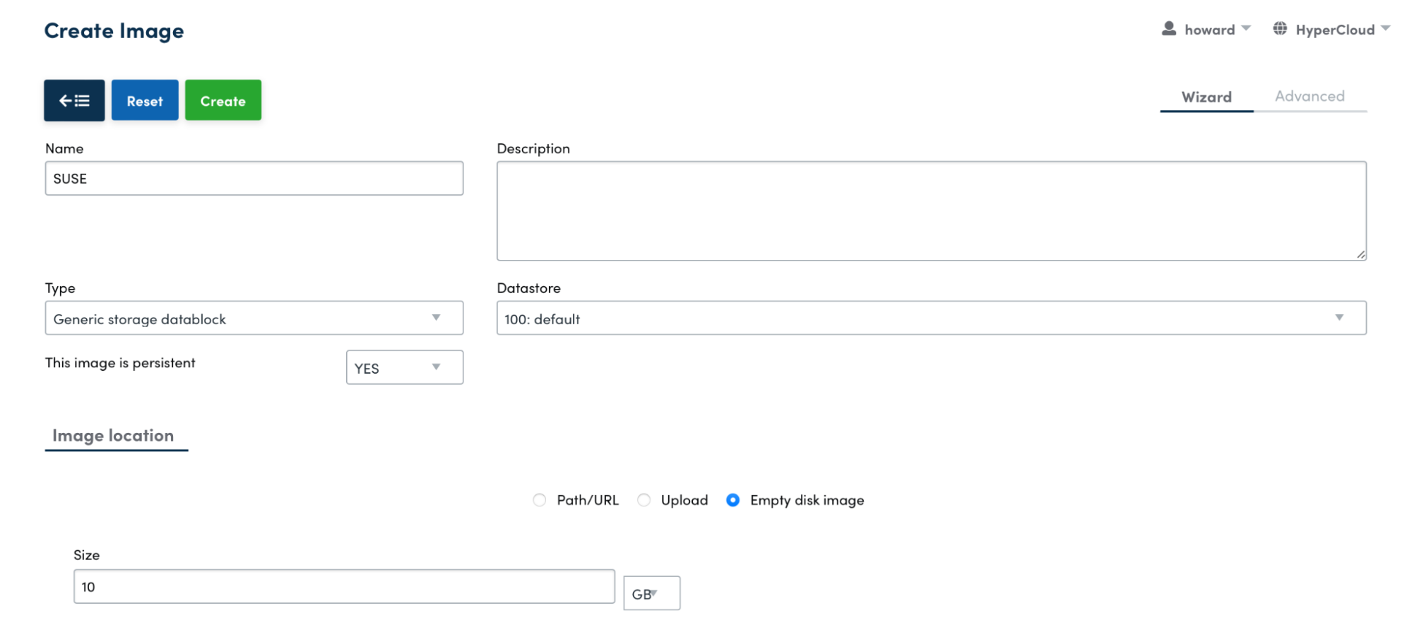 Create Image SUSE Datablock