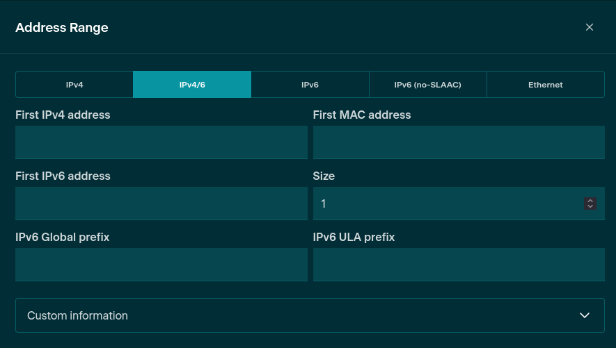 Creating an IPv4 and IPv6 Address Range