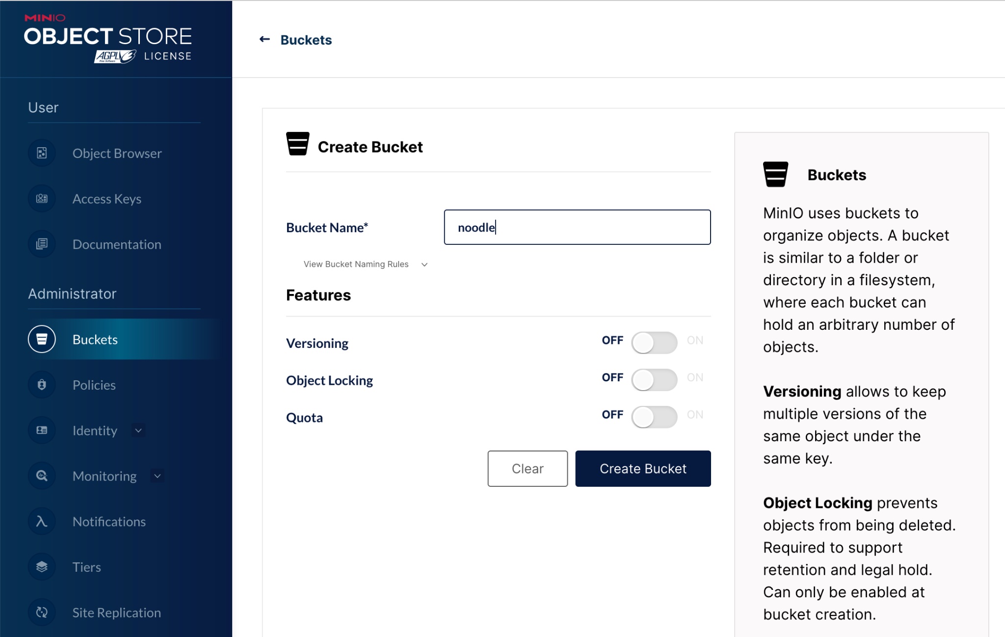 Create Bucket