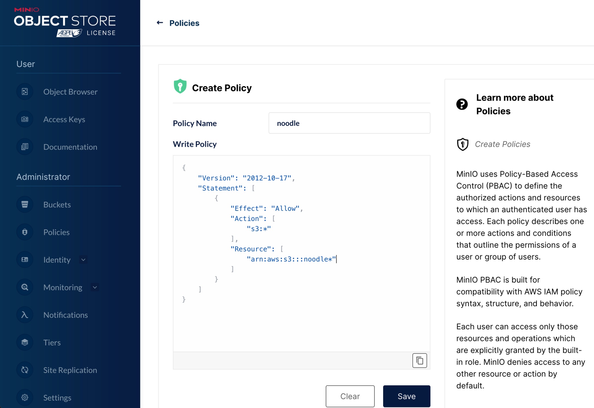 Create Policy