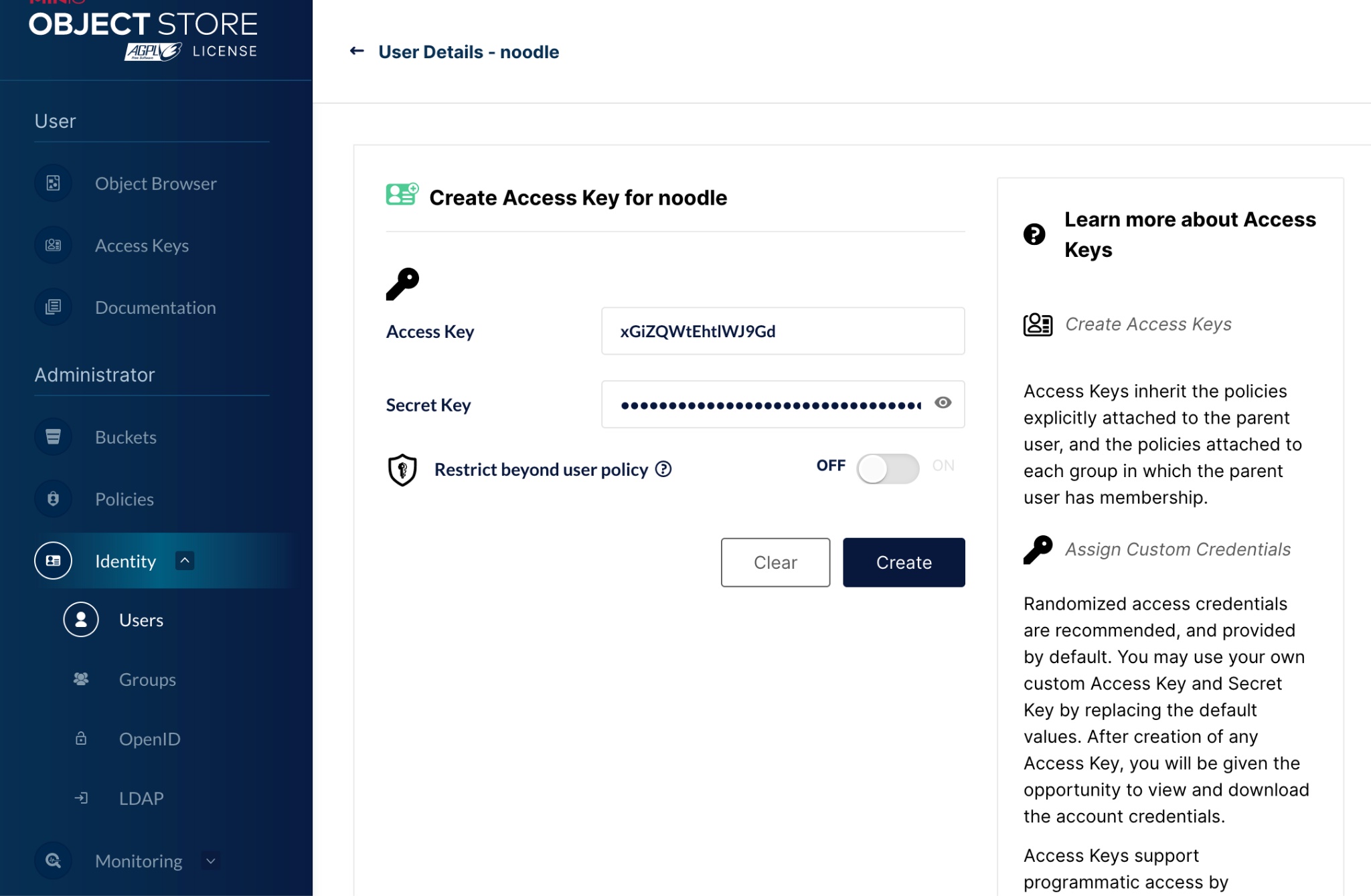 Create Access key 2