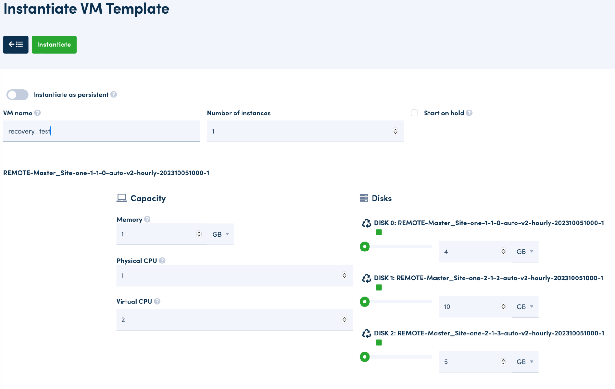 recovery instance