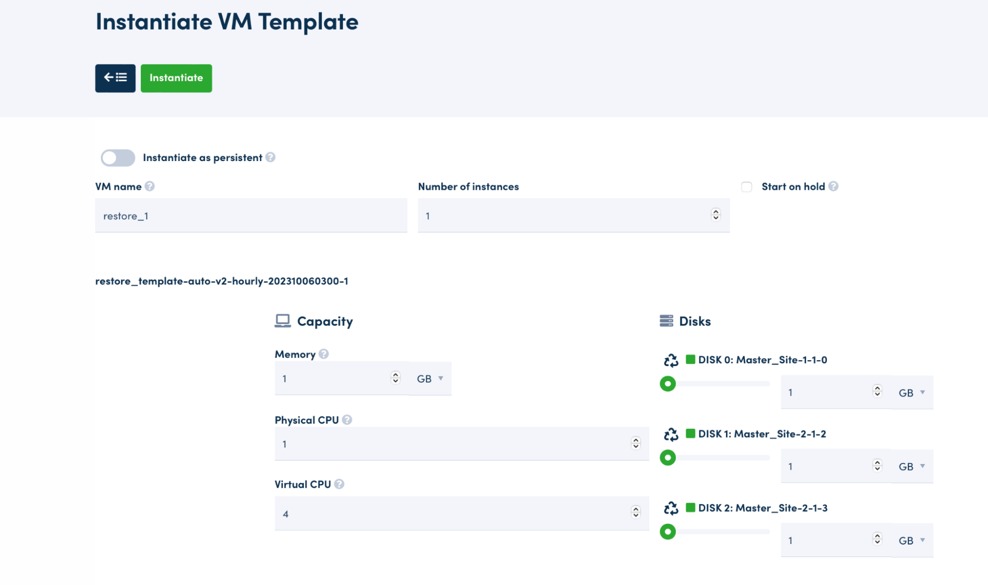 Instantiate Restored VM