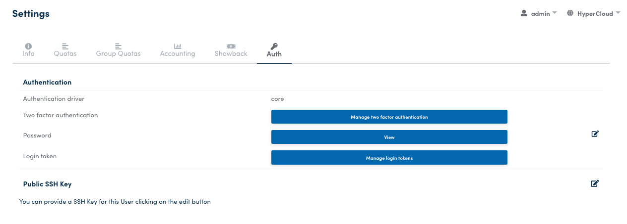Settings Menu Auth