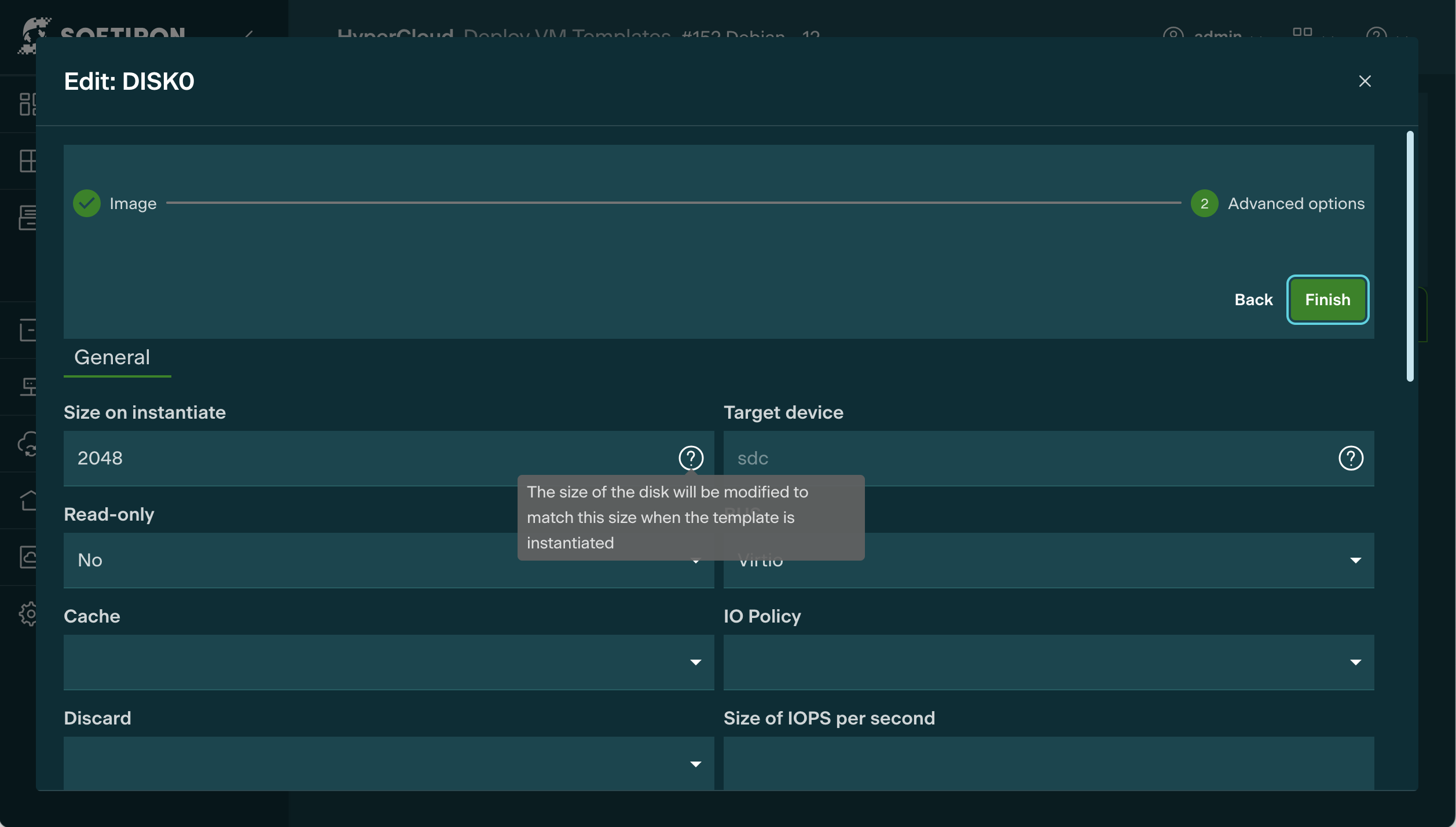 App Advanced options - Storage