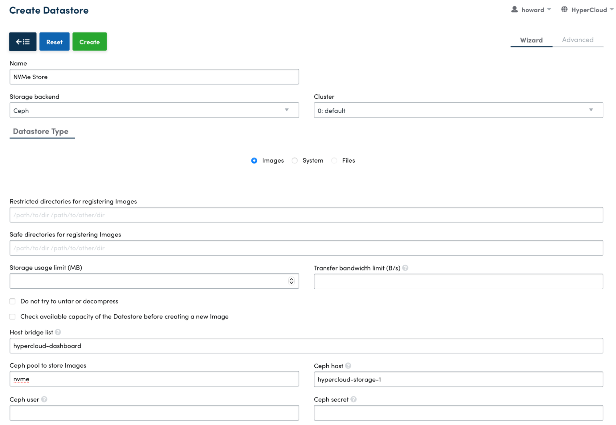Create Datastore Image