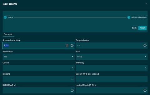 Catalyst template storage size