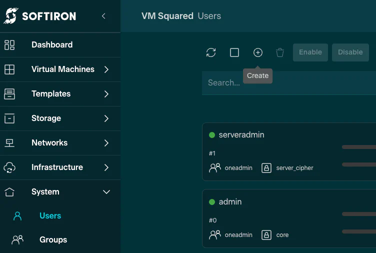 VM Squared Create New User