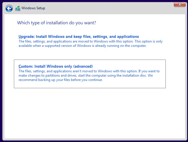 Windows Custom Install